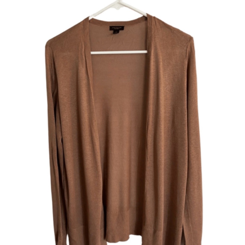 Dark Tan Open Front Cardigan